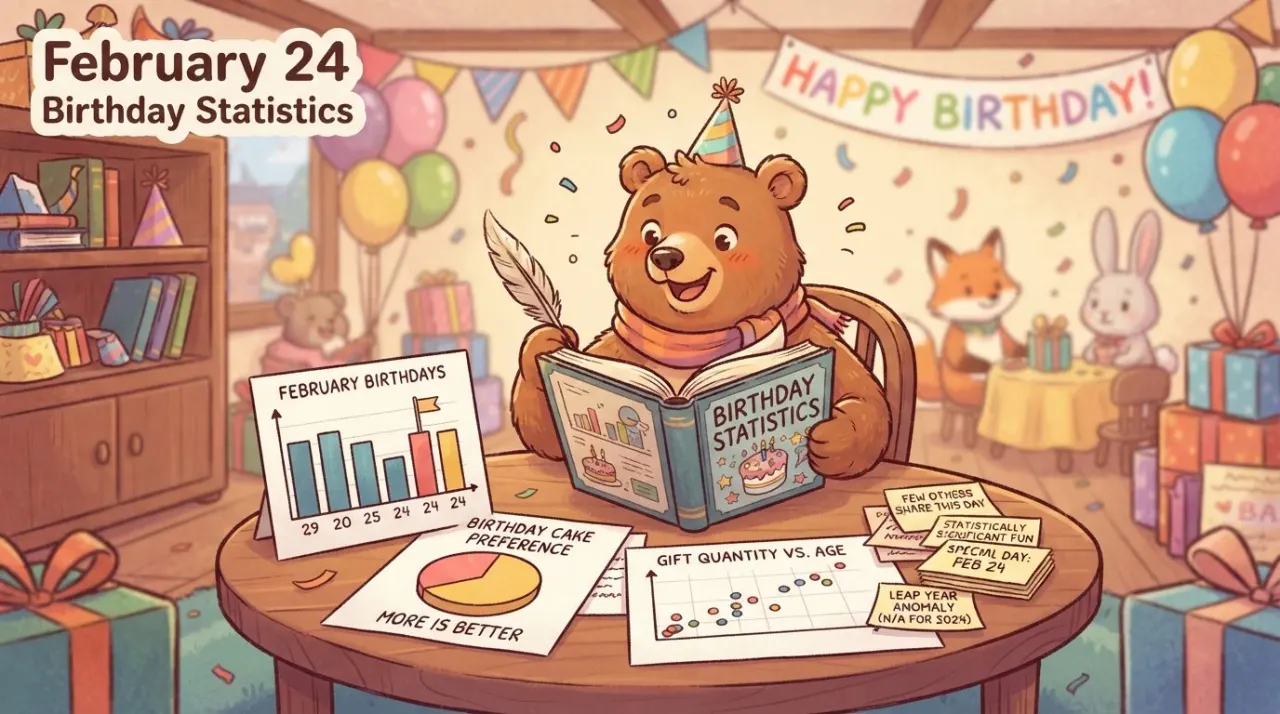 February 24 birthday statistics calendar image