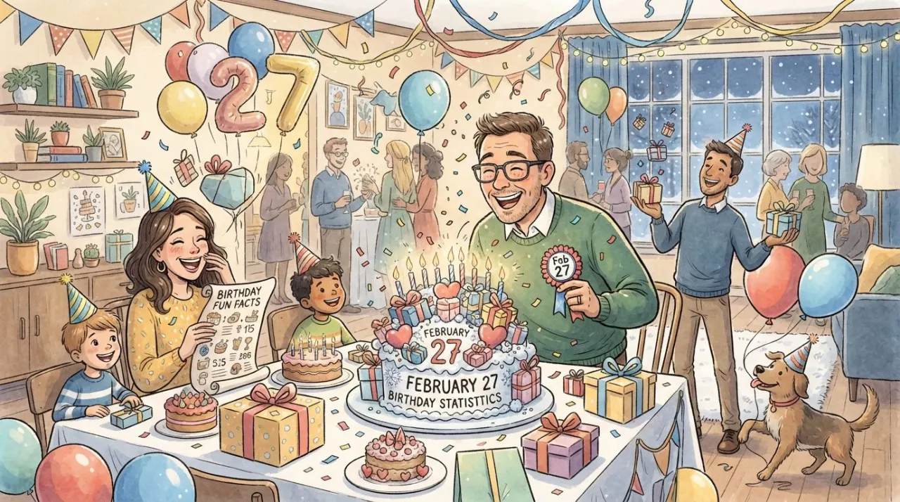 February 27 birthday statistics calendar image