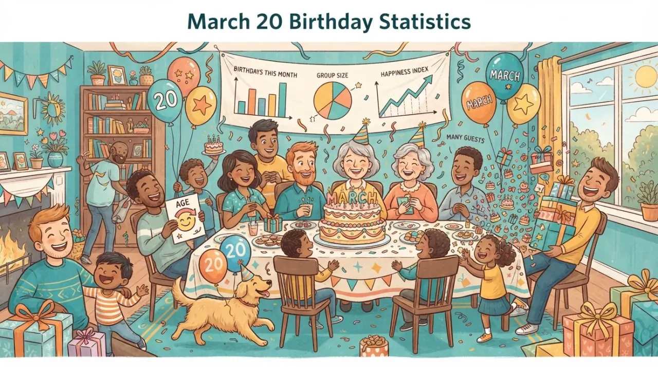 March 20 birthday statistics calendar image