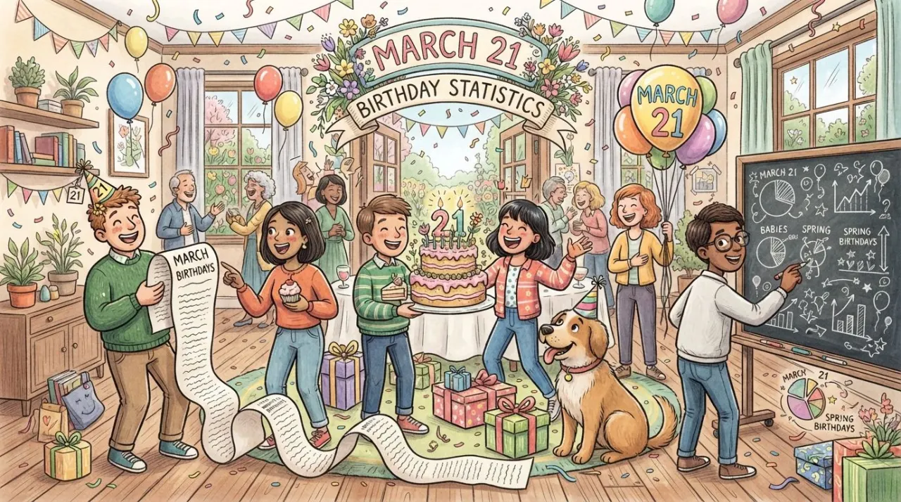 March 21 birthday statistics calendar image