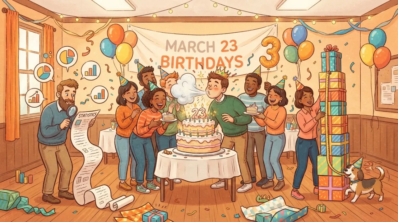 March 23 birthday statistics calendar image