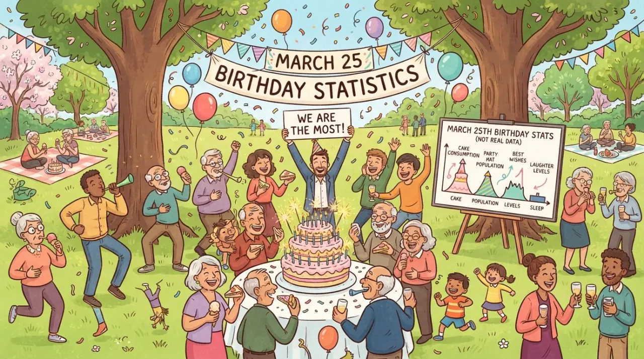 March 25 birthday statistics calendar image
