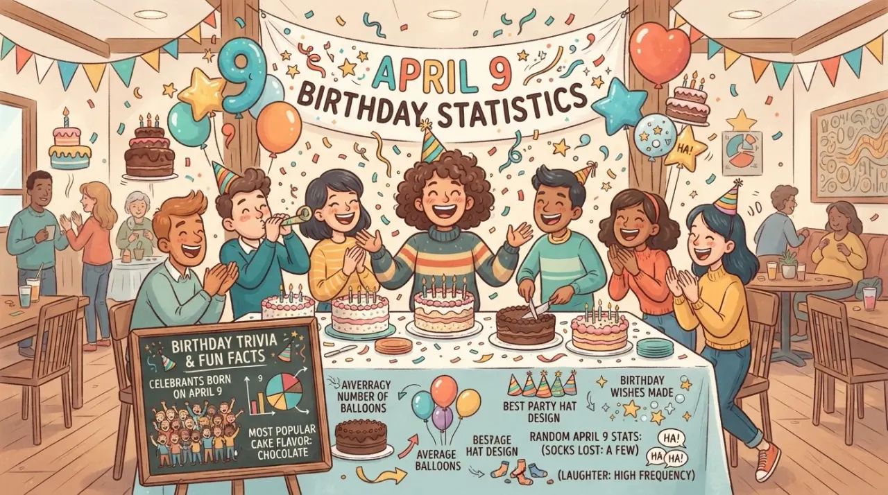 April 9 birthday statistics calendar image