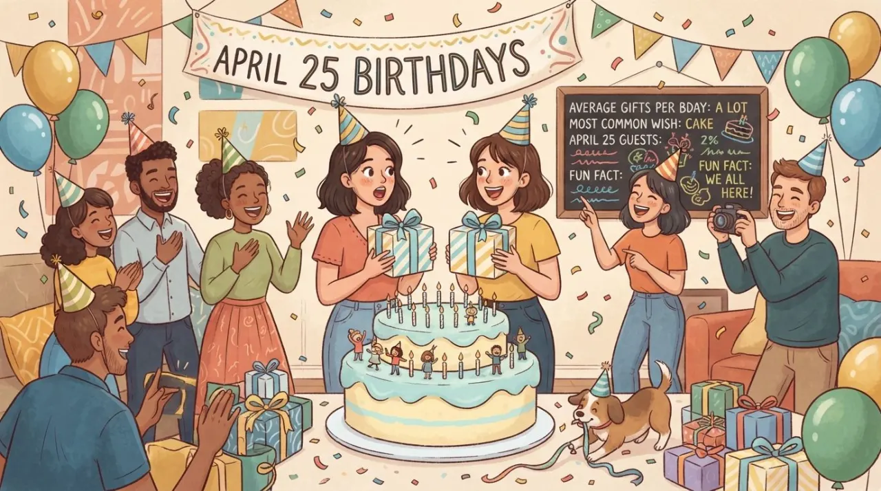 April 25 birthday statistics calendar image