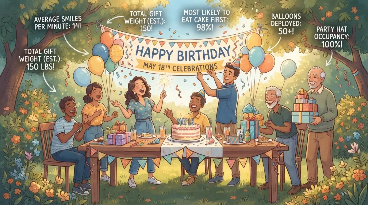 May 18 birthday statistics calendar image