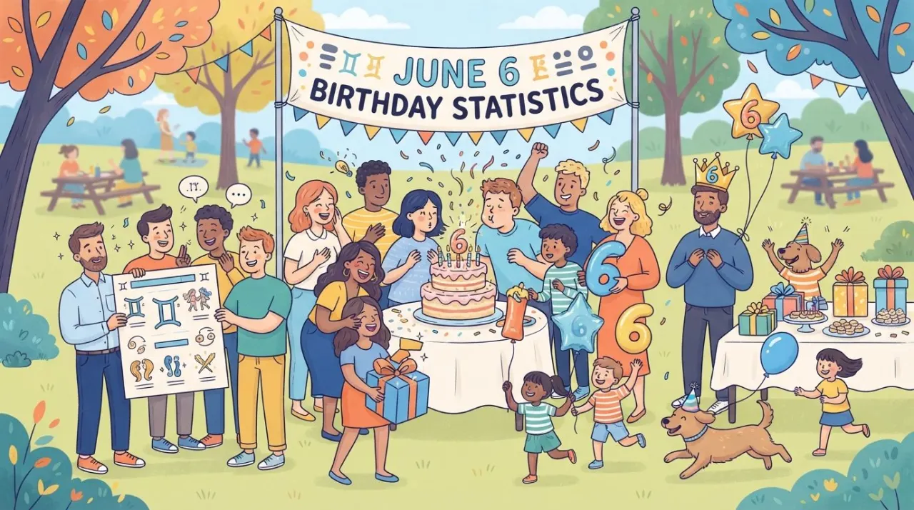 June 6 birthday statistics calendar image