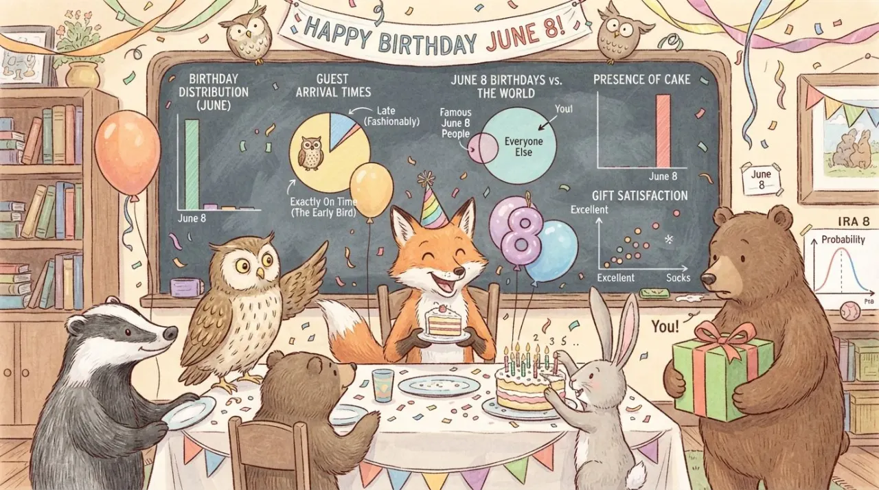 June 8 birthday statistics calendar image