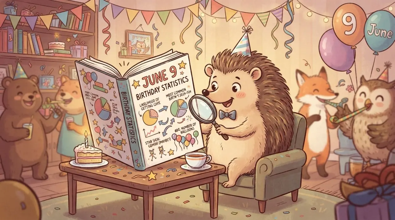 June 9 birthday statistics calendar image