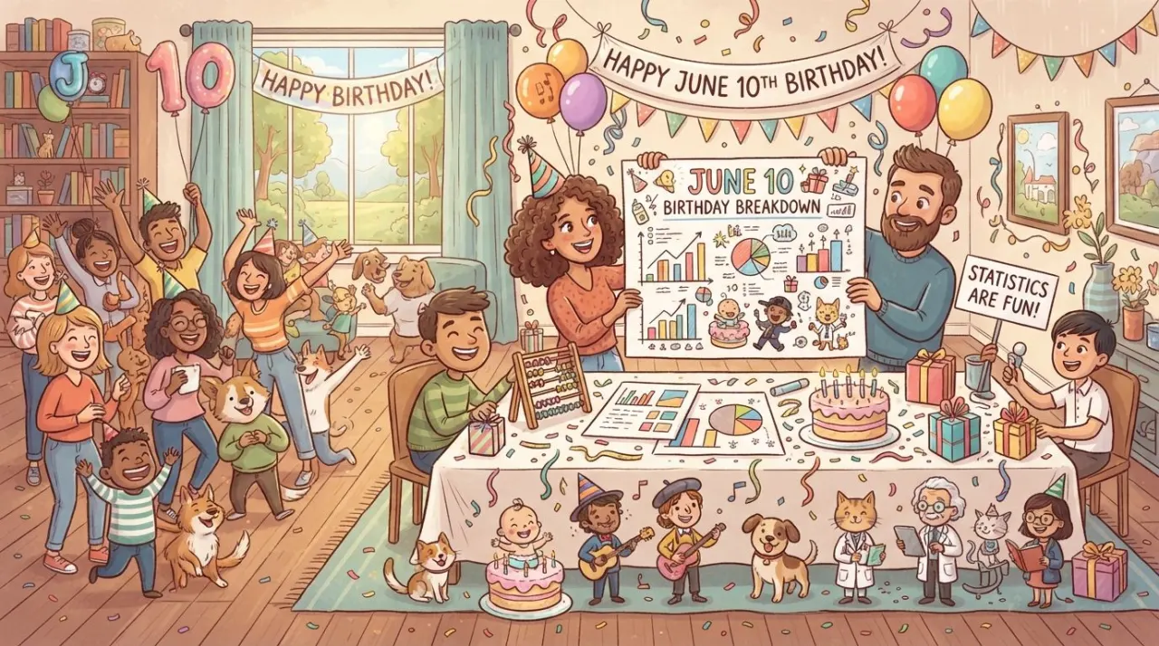 June 10 birthday statistics calendar image
