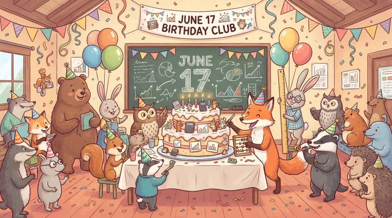 June 17 birthday statistics calendar image