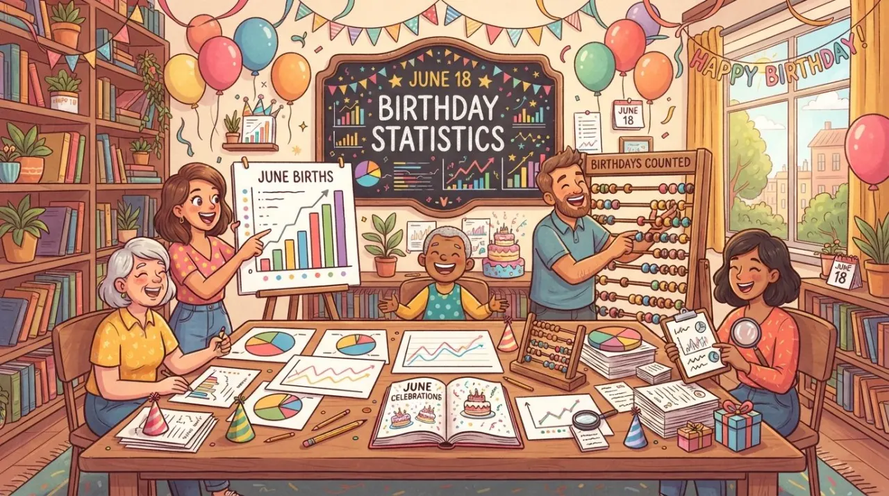 June 18 birthday statistics calendar image