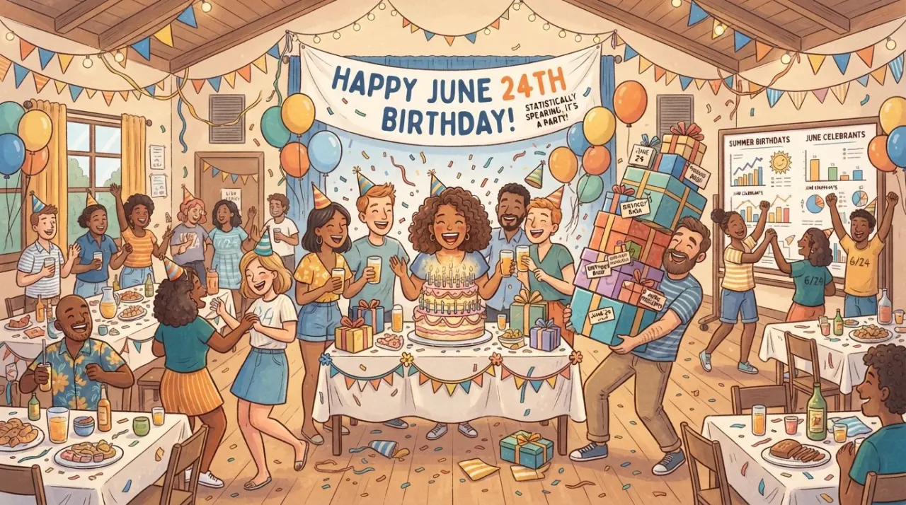 June 24 birthday statistics calendar image