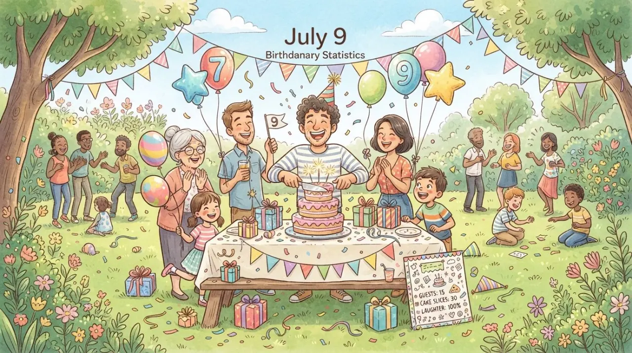 July 9 birthday statistics calendar image