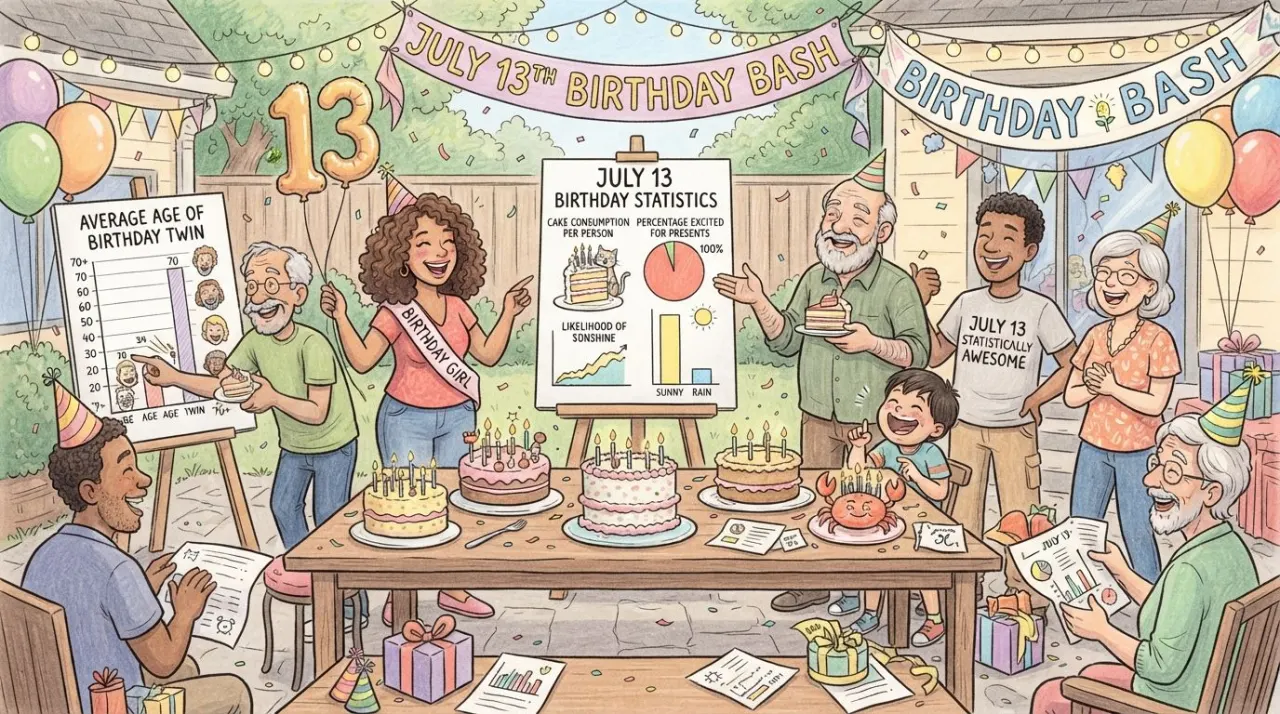 July 13 birthday statistics calendar image