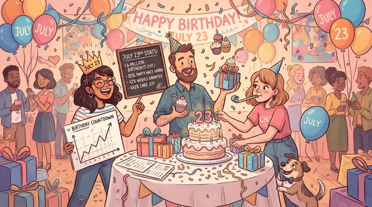 July 23 birthday statistics calendar image