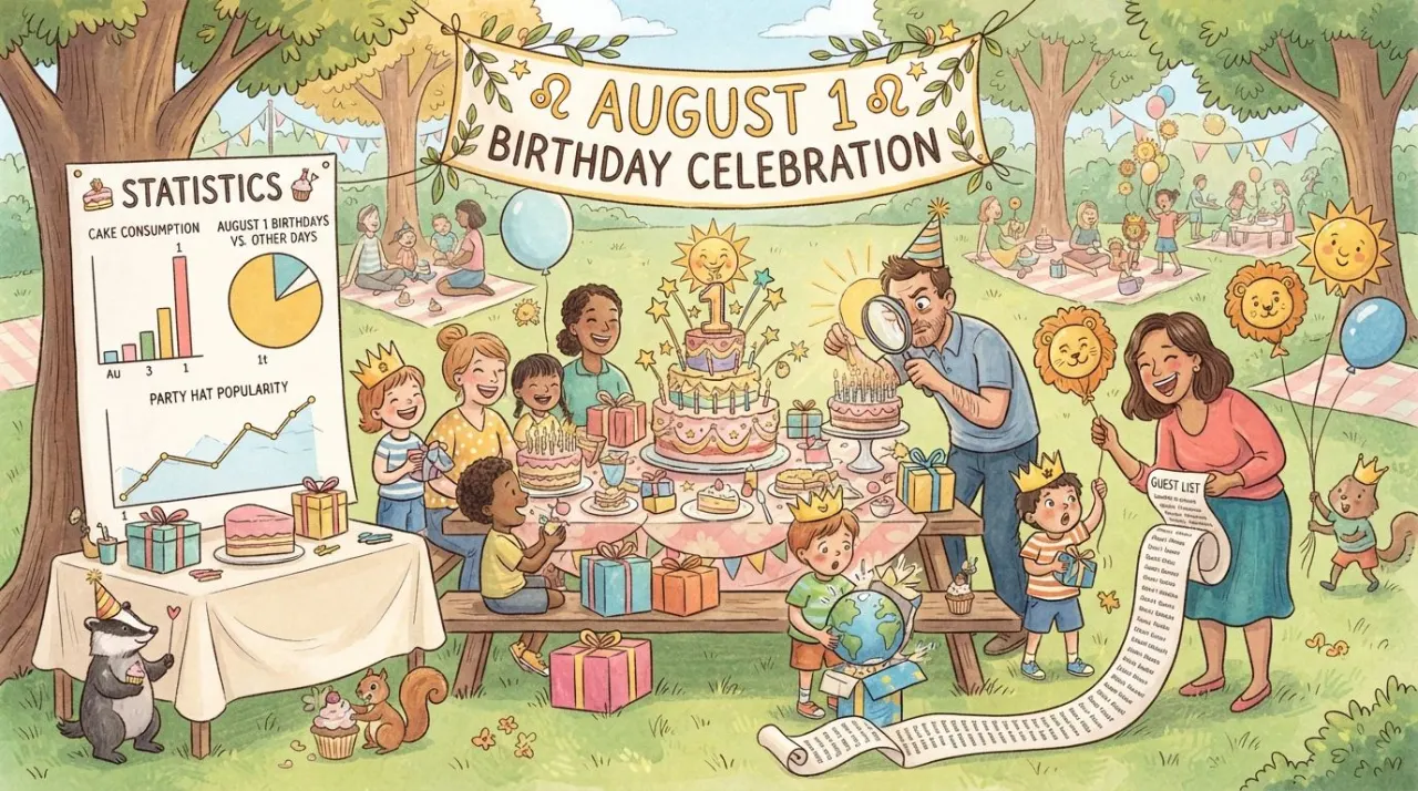 August 1 birthday statistics calendar image