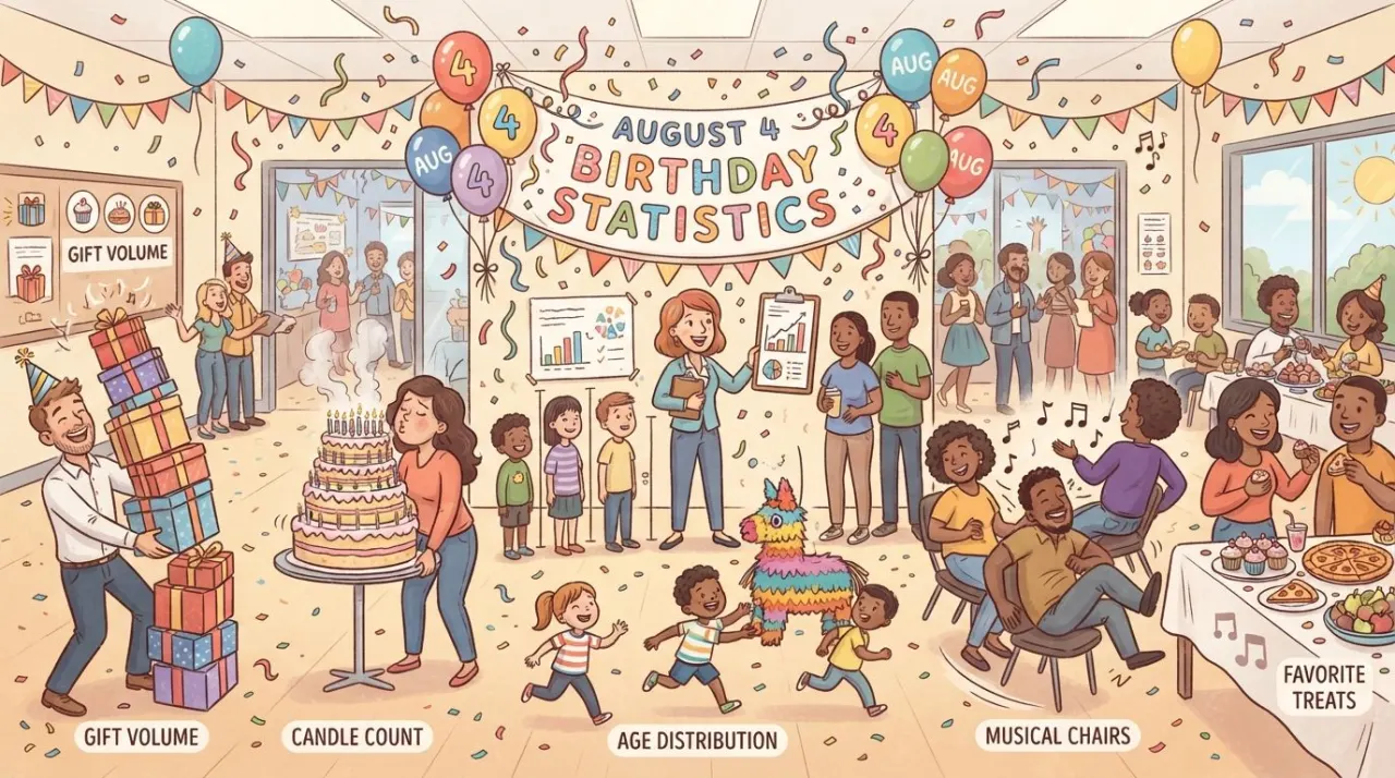 August 4 birthday statistics calendar image