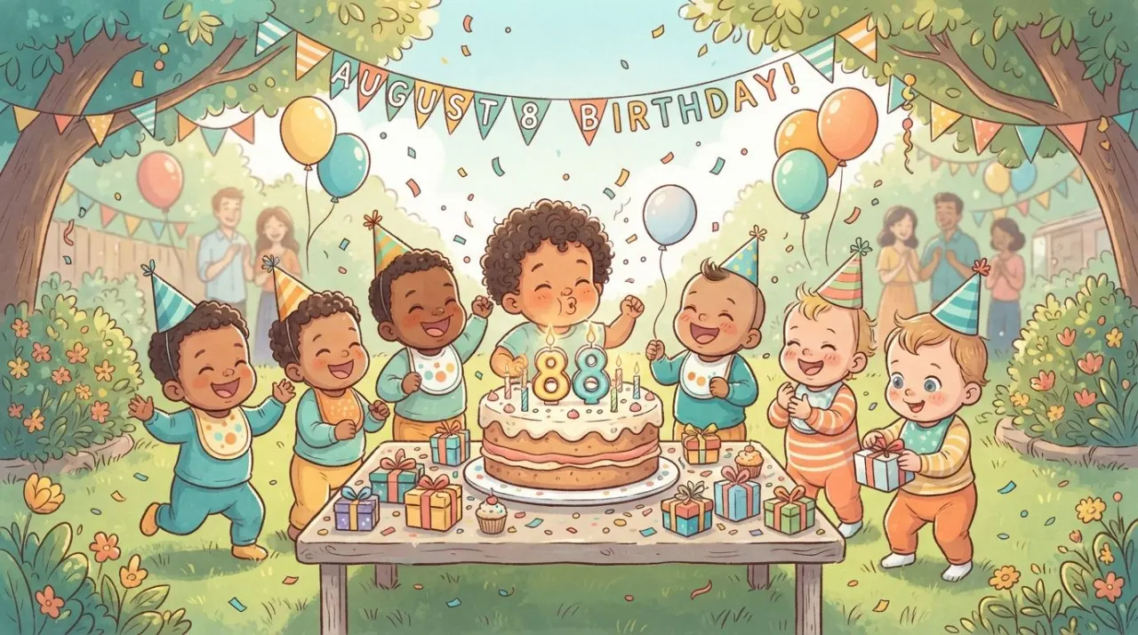 August 8 birthday statistics calendar image