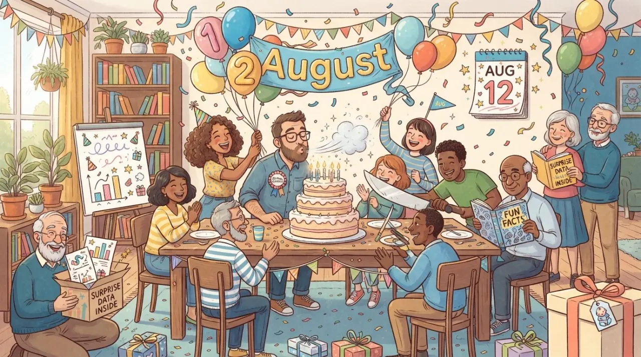August 12 birthday statistics calendar image