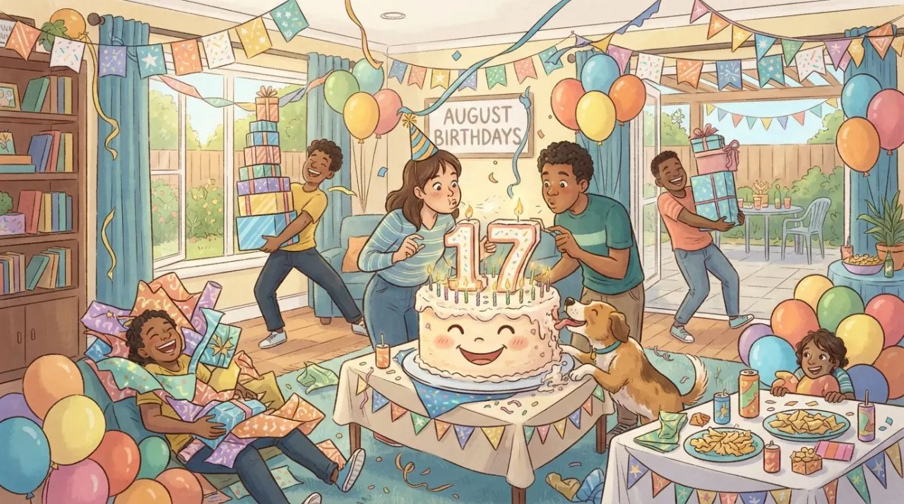 August 17 birthday statistics calendar image