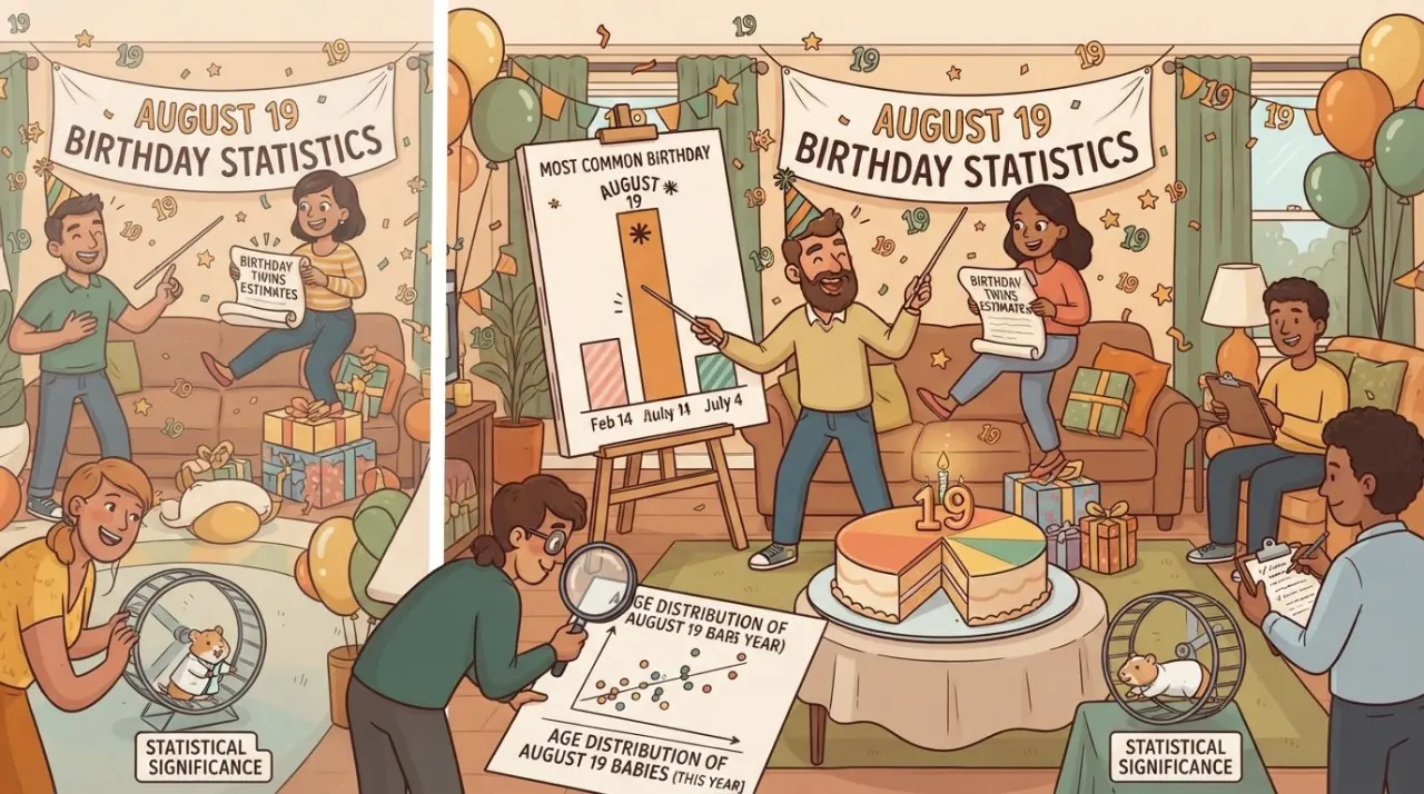 August 19 birthday statistics calendar image