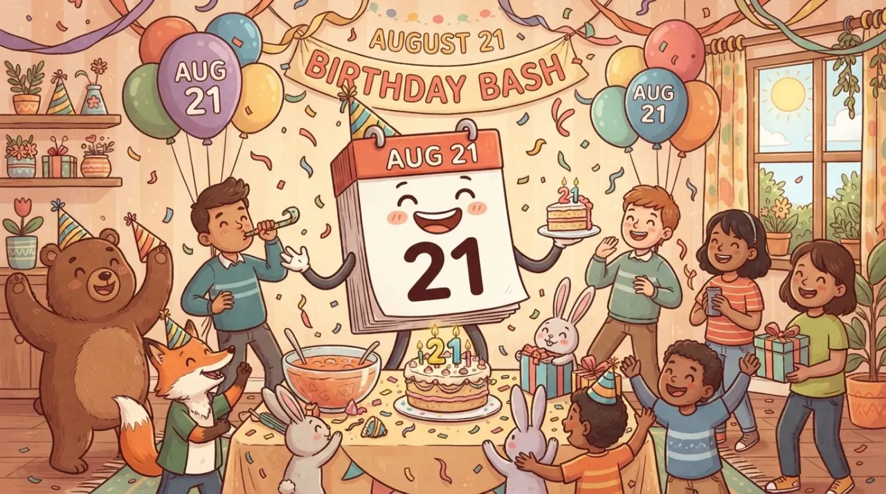 August 21 birthday statistics calendar image