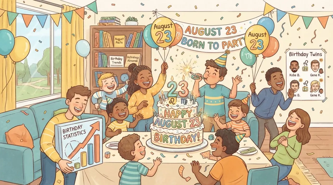 August 23 birthday statistics calendar image