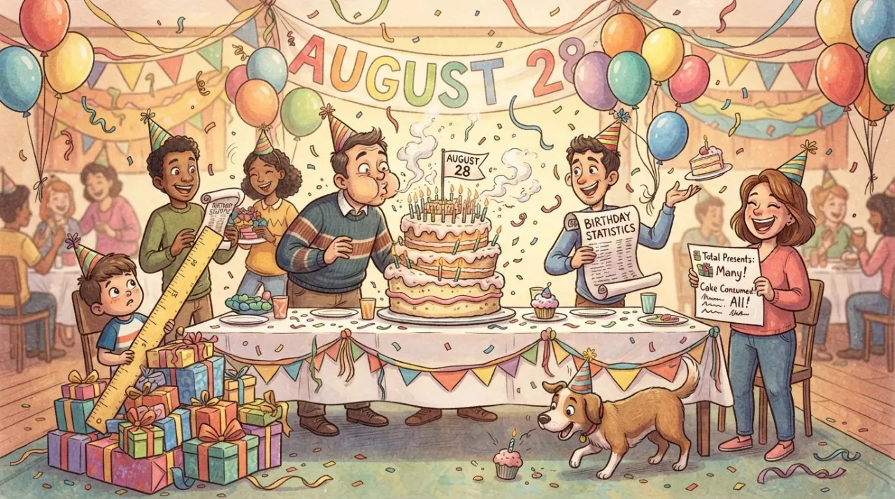 August 28 birthday statistics calendar image