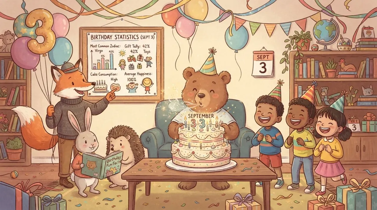 September 3 birthday statistics calendar image
