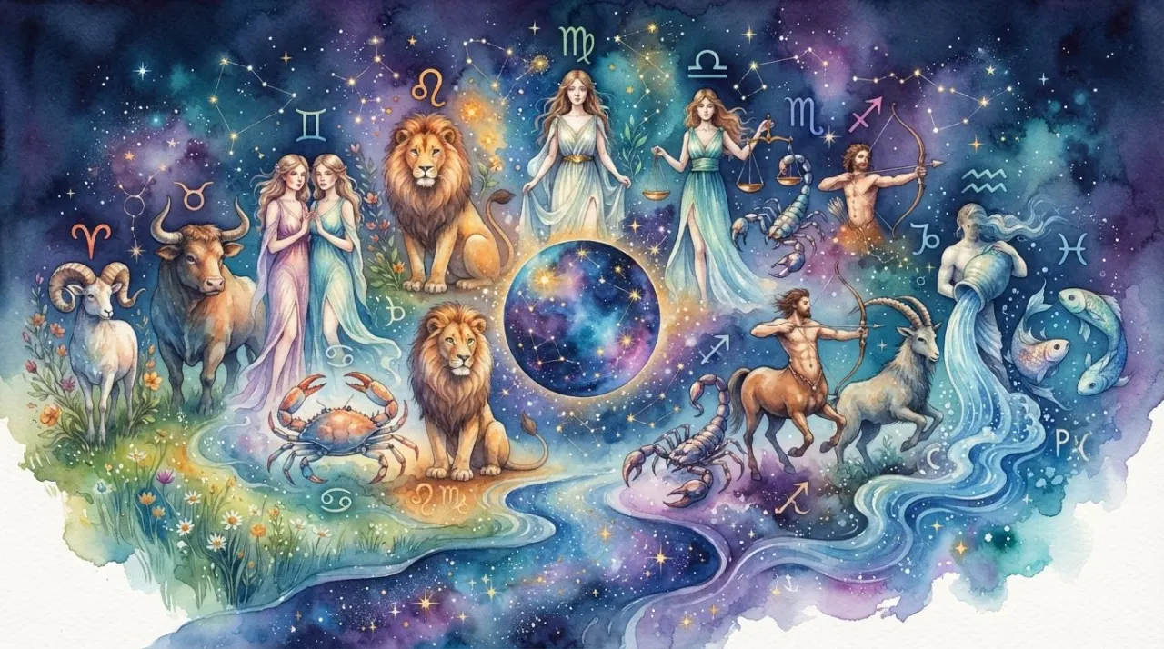 Zodiac Signs by Birthday illustration