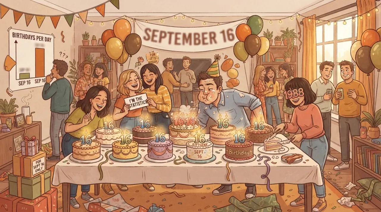 September 16 birthday statistics calendar image