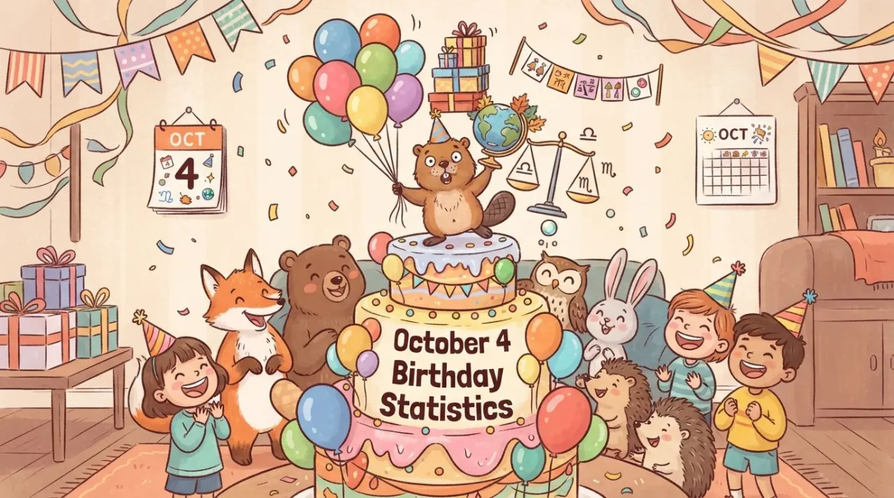 October 4 birthday statistics calendar image