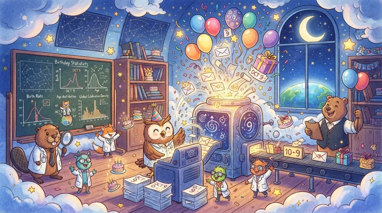 October 9 birthday statistics calendar image