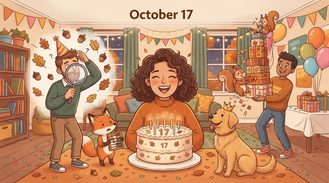 October 17 birthday statistics calendar image