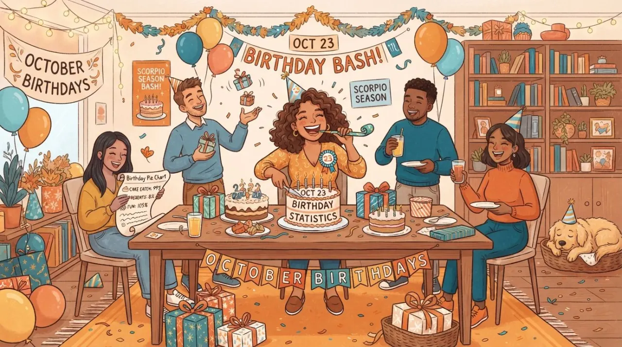 October 23 birthday statistics calendar image
