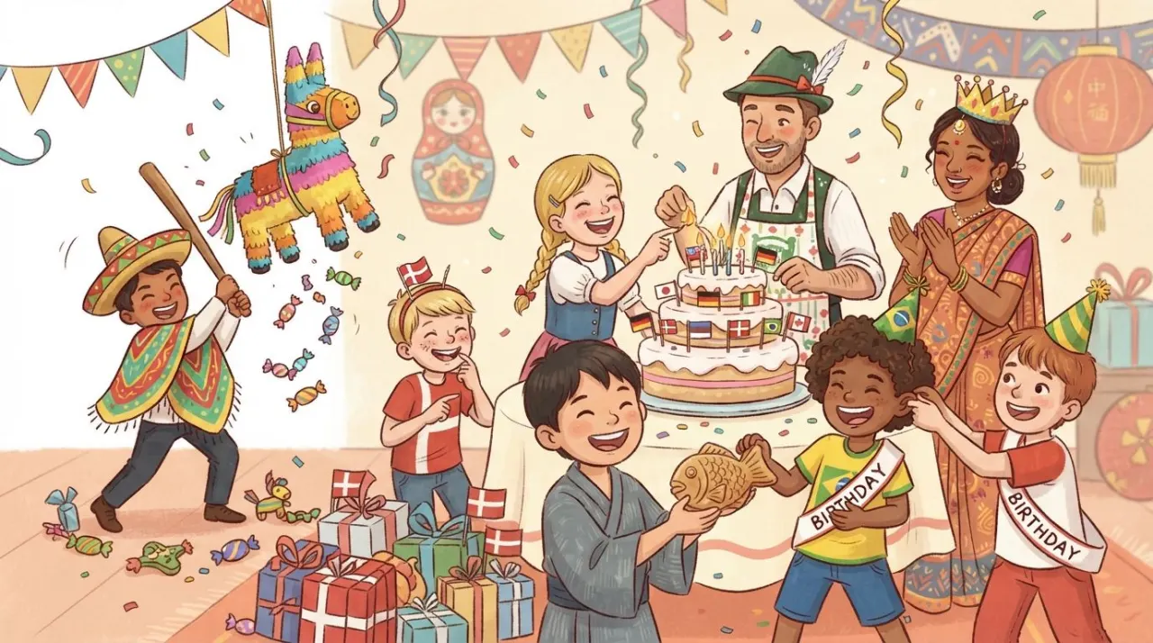 Birthday Traditions Around the World illustration