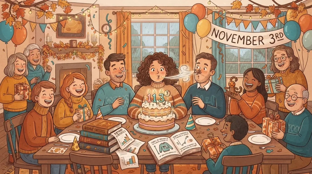 November 3 birthday statistics calendar image