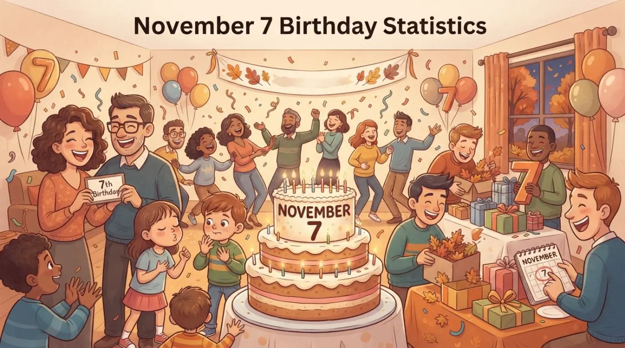 November 7 birthday statistics calendar image