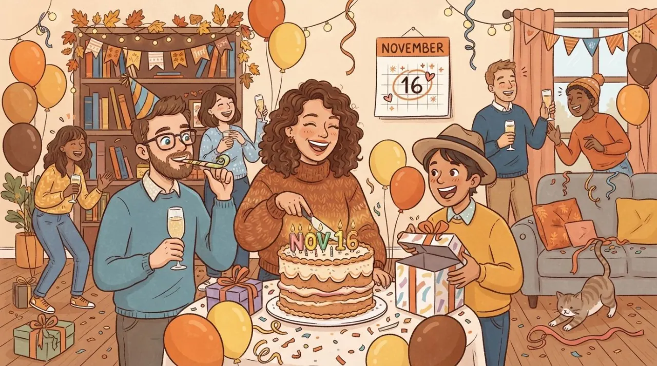 November 16 birthday statistics calendar image