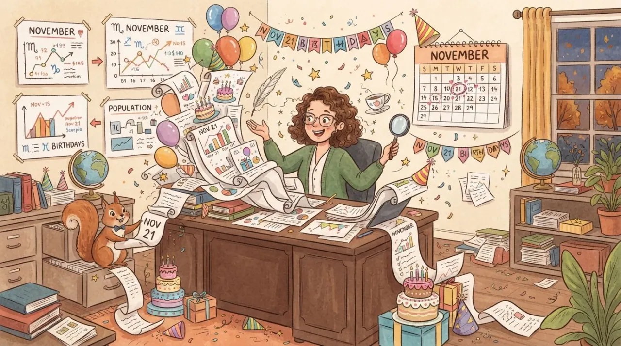 November 21 birthday statistics calendar image