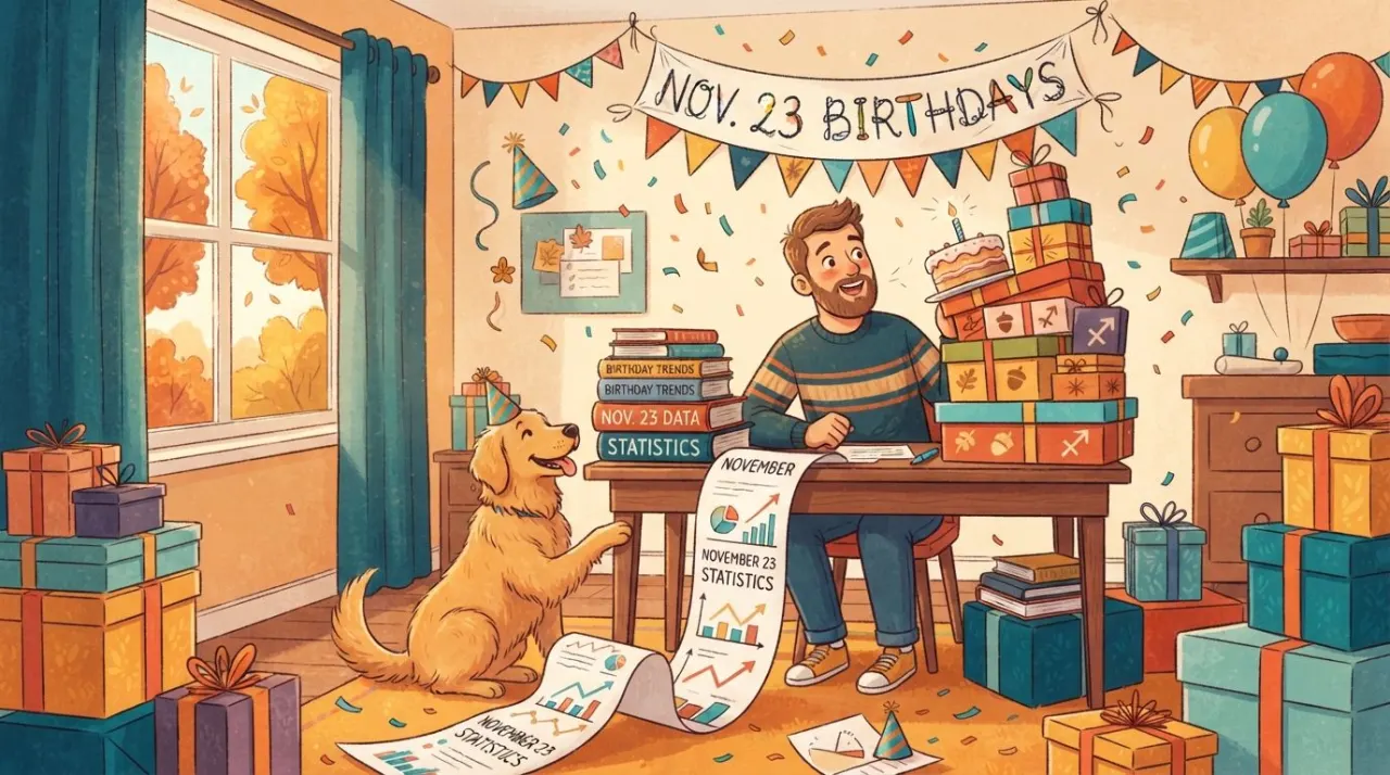 November 23 birthday statistics calendar image