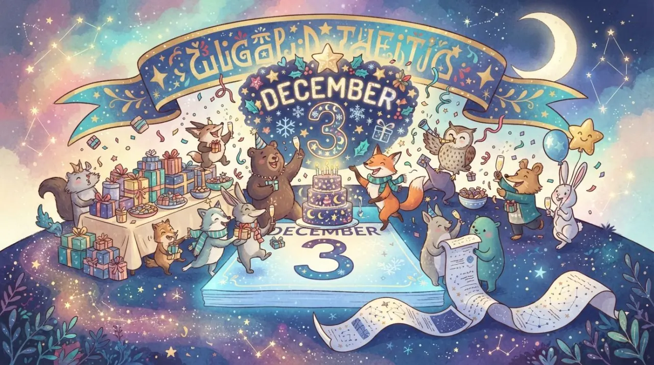 December 3 birthday statistics calendar image
