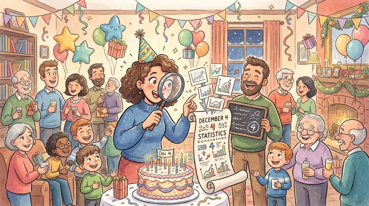 December 4 birthday statistics calendar image