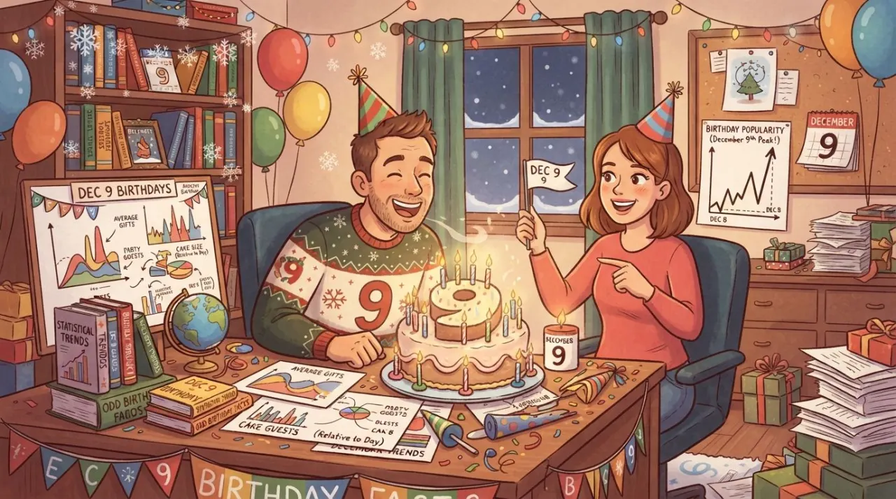 December 9 birthday statistics calendar image