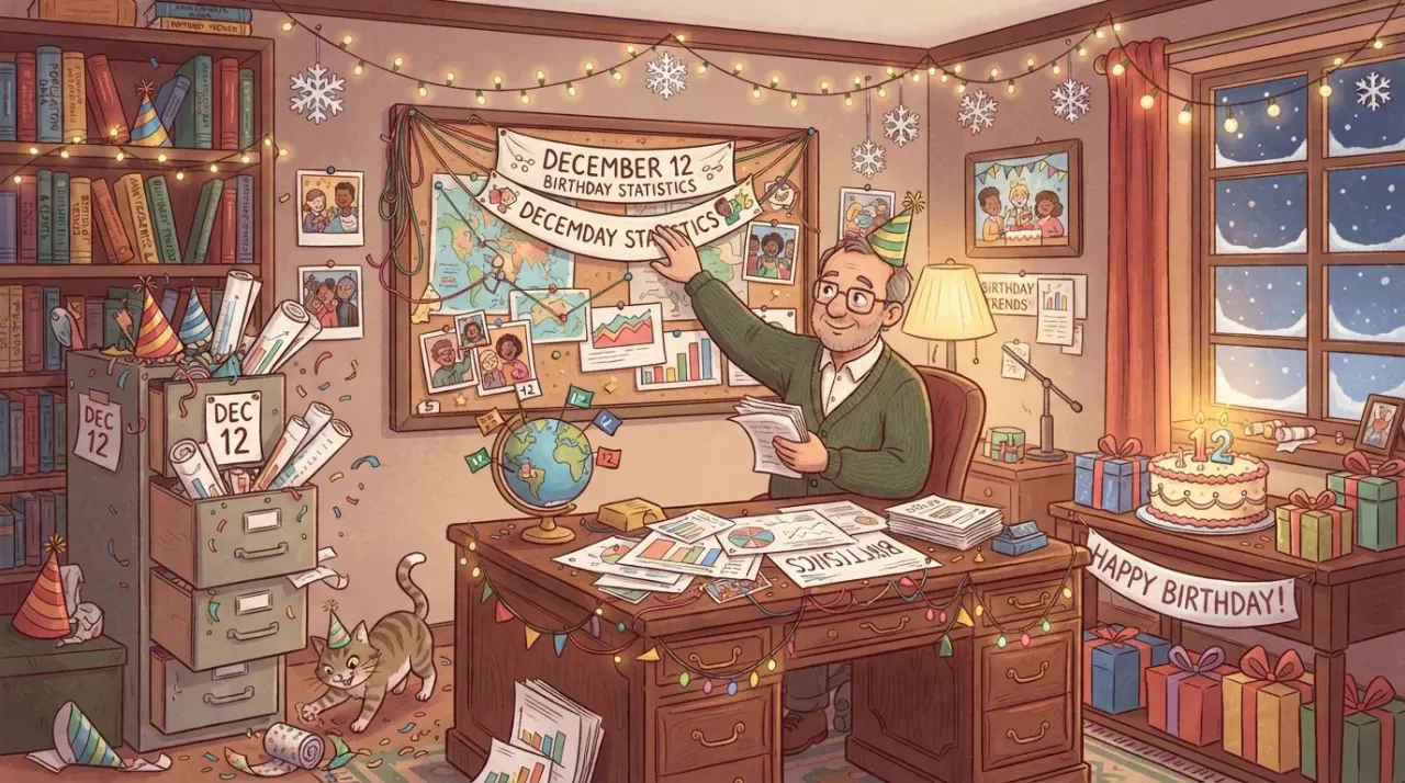 December 12 birthday statistics calendar image