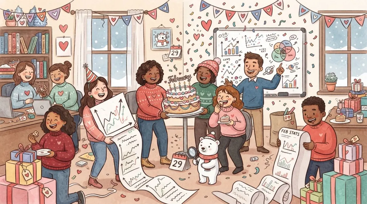 February Birthday Statistics illustration