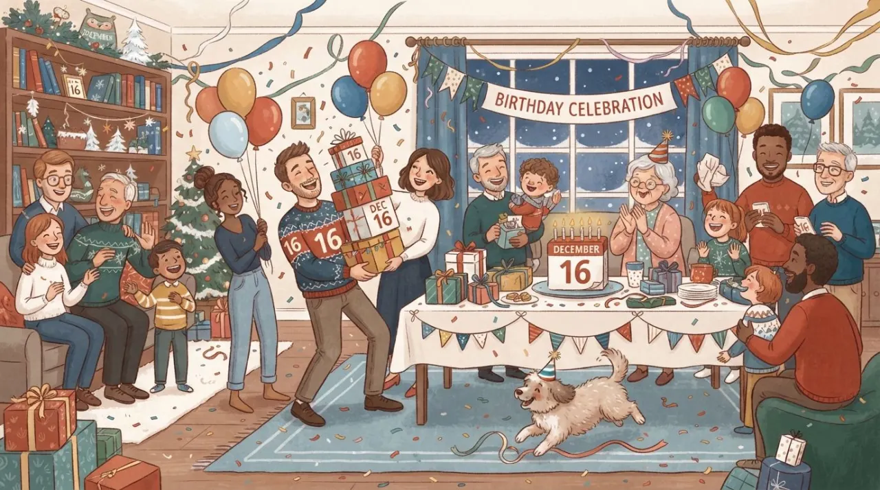 December 16 birthday statistics calendar image