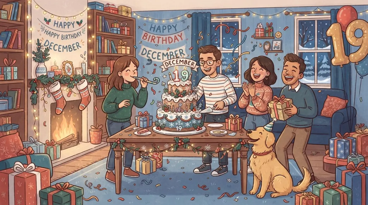 December 19 birthday statistics calendar image