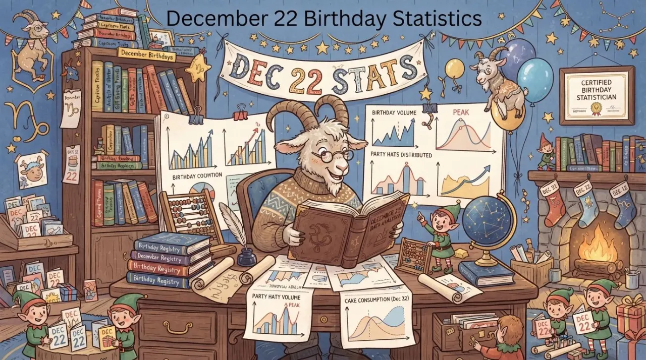 December 22 birthday statistics calendar image