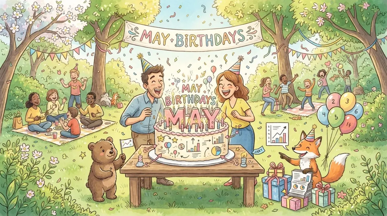 May Birthday Statistics illustration